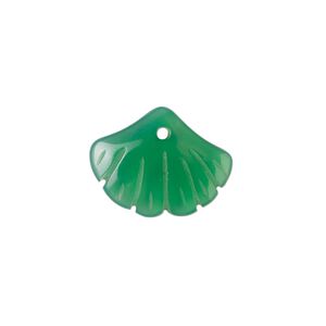 Green agate 1pkg1, double-sided carved ginkgo leaf drop 20x15mm