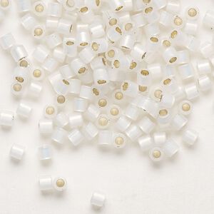 Seed bead, Delica&reg;, glass, pkg/50g, #8 round, translucent silver-lined opal (DBL-0221).