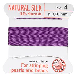 Thread, Griffin, silk, amethyst purple, size #4. Sold per 2-meter card (approximately 78 inches).