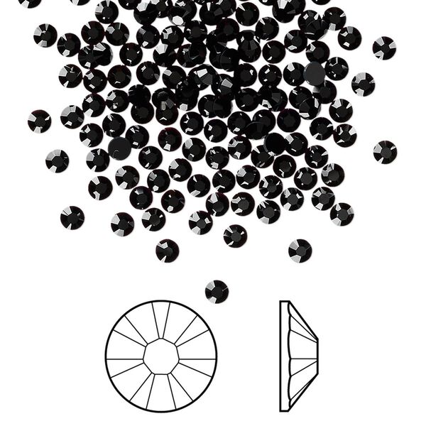 Flat back 1440pk jet foil back, Swarovski&reg; 2.5-2.7mm rose round SS9 2058 image number 0