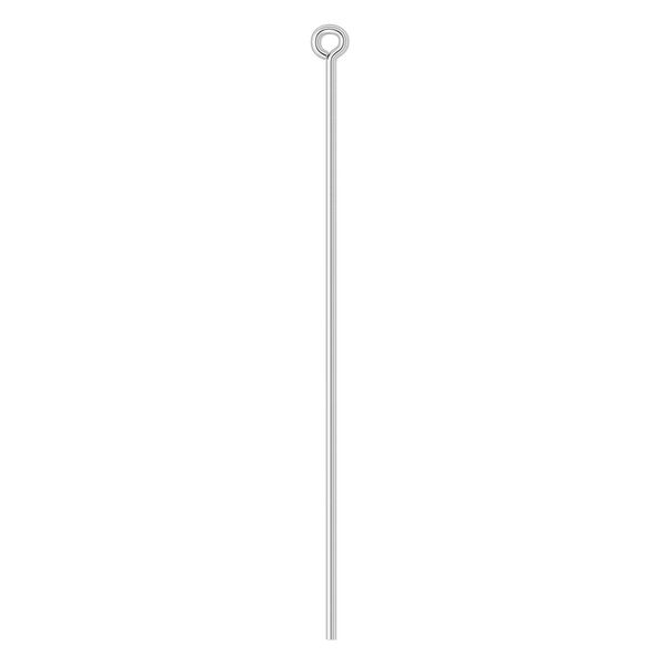 Eye pin 1pkg10 sterling silver, 2 inch, 21 gauge image number 0