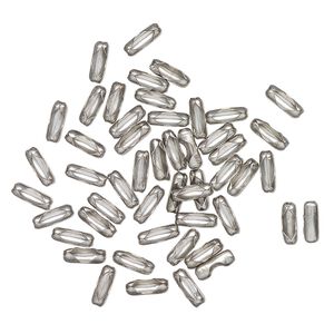 Ball chain connector 1pkg50 silver-finished, 6x2mm / fits 1.5mm ball, stainless steel