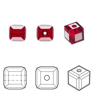 Bead 6pk Siam, Crystal Passions&reg; 8mm cube 5601