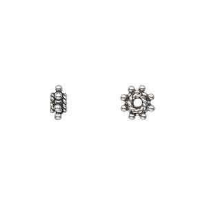 Bead 1pkg1troyoz sterling silver, 7x3mm beaded rondelle, antiqued