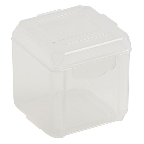 Organizer, Dot Box&trade;, plastic, clear, 1-1/4 x 1-1/4 x 1-1/4 inch square with pop-up lid. Sold per pkg of 4. image number 2