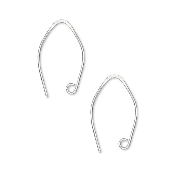 Ear wire 1pkg10 Hill Tribes silver-plated, 19mm marquise / open loop, 22 gauge brass 5 pair image number 0