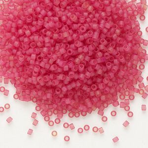 Seed bead, Delica&reg; 1pkg7.5g glass, #11 round, translucent matte dark rose light topaz / outside dyed (DB-0778)
