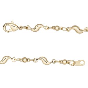 Chain 1pkg1 S-bar, 4mm / 2.5mm ball / lobster claw clasp, gold-finished brass 24 inch