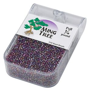 Seed bead, Ming Tree&trade;, glass, pkg/1/4 pound, #11 round, translucent rainbow purple.