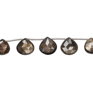 Golden sheen sapphire 1pkg5, top-drilled faceted puffed teardrop bead natural B grade, 11x10-11x11mm