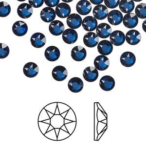 Flat back 144pk dark sapphire foil back, Crystal Passions&reg; hotfix rhinestone Regenerated 4.6-4.8mm round SS20 2078