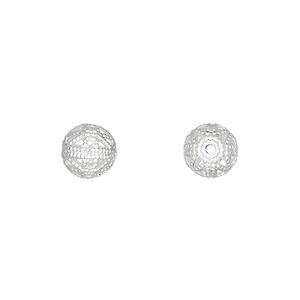 Bead 1pkg10 silver-plated, 8mm filigree round, brass