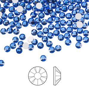 Flat back 1440pk sapphire foil back, Preciosa MAXIMA Czech crystal rhinestone 3-3.2mm chaton rose round SS12