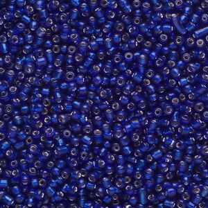 Seed bead, Ming Tree&trade;, glass, pkg/1 pound, #11 round, transparent silver-lined cobalt blue.