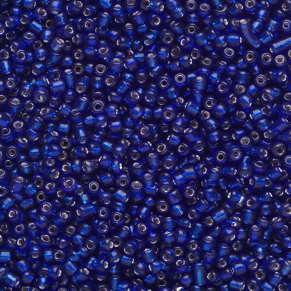 Seed bead, Ming Tree&trade;, glass, pkg/1 pound, #11 round, transparent silver-lined cobalt blue. image number 0