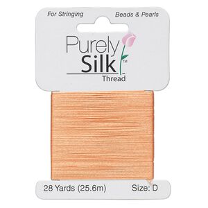 Thread, Purely Silk&trade;, tangerine, size D. Sold per 28-yard card.