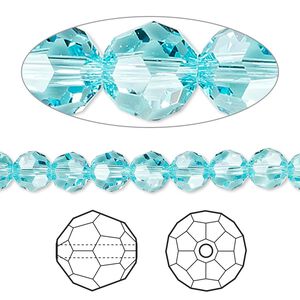 Bead 144pk light turquoise, Crystal Passions&reg; 6mm round 5000