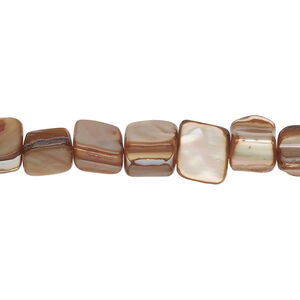 Mother-of-pearl shell 1pkg1, triangle tube bead 14 inch light brown 6x5mm-12x9mm