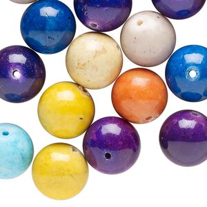 Fossil stone 1pkg1, round bead 4 oz 12mm