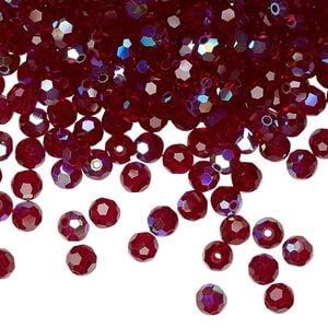 Bead 24pk Siam AB, Preciosa Czech crystal 4mm round