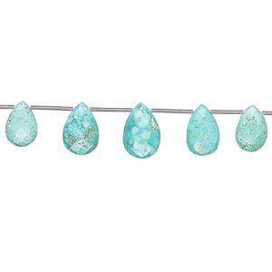 Imperial crown turquoise 1pkg5, hand-cut top-drilled faceted puffed teardrop bead natural 16x10mm-20x13mm