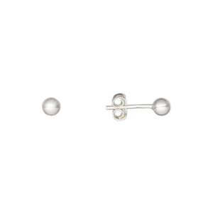Earstud, Create Compliments&reg;, satin-finished sterling silver, 4mm ball with post. Sold per pair.