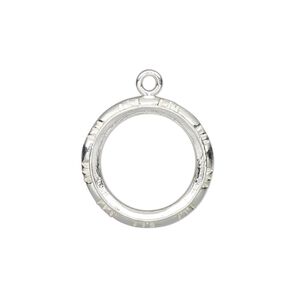 Drop, Almost Instant Jewelry&reg;, sterling silver, 19mm round with open back and textured edge with 16mm rivoli setting. Sold individually.