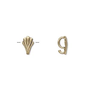 Bail, pendant, antiqued brass, 9x5.5mm shell with hidden loop. Sold per pkg of 4.