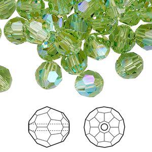 Bead 288pk peridot shimmer, Swarovski&reg; 8mm round 5000