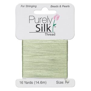 Thread, Purely Silk&trade;, medium green, size FF. Sold per 16-yard card.