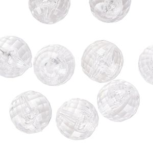 Bead, acrylic 1pkg100g, transparent clear, 18mm faceted round.