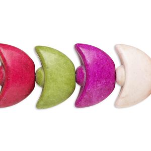 Bead, "howlite" (resin) (imitation), mixed colors, 18x12mm Chinese ingot. Sold per 8-inch strand.