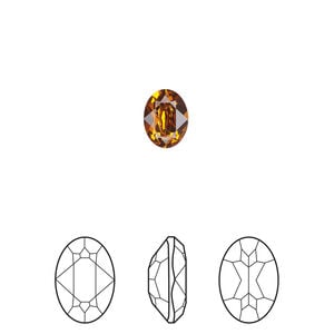 Fancy stone 1pkg4 dark orange (HICT) foil back, Crystal Passions&reg; 8x6mm oval 4120