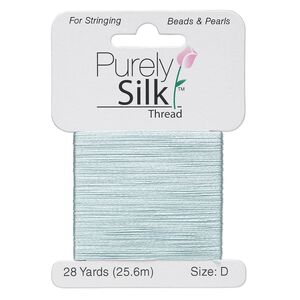 Thread, Purely Silk&trade;, pale green, size D. Sold per 28-yard card.