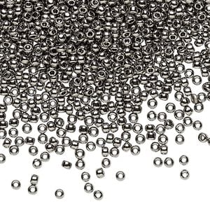 Seed bead, TOHO BEADS&reg;, glass, pkg/50g, #11 round, opaque nickel-plated nickel (TR-11-711).
