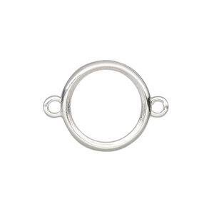Link, Almost Instant Jewelry&reg;, sterling silver, 18.5mm round with open back and 16mm rivoli setting. Sold individually.