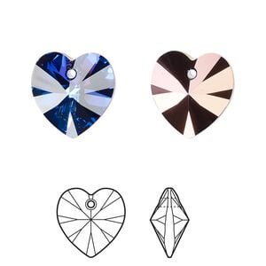 Drop 2pk crystal heliotrope, Crystal Passions&reg; 14mm pendant heart 6228