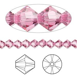 Bead 144pk rose, Crystal Passions&reg; 5mm bicone 5328