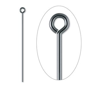 Eye pin 1pkg100 gunmetal-plated, 1.5 inch, 21 gauge brass