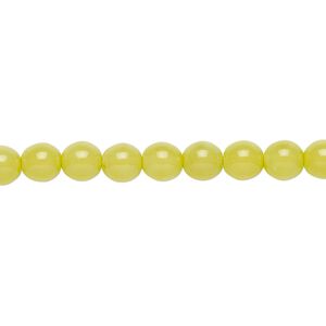 Bead, Czech dipped d&eacute;cor glass druk, mint, 6mm round. Sold per 15-1/2" to 16" strand.