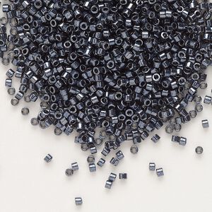 Seed bead, Delica&reg;, glass, pkg/250g, #11 round, opaque nickel-plated dyed color gunmetal (DB-0453).