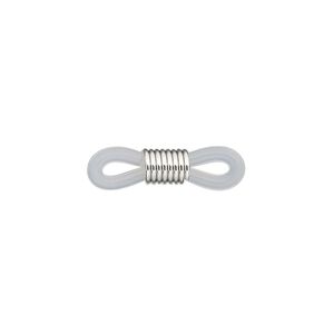 Eyeglass holder, rubber and silver-finished brass, clear, 20x5mm-26x5mm with adjustable coil. Sold per pkg of 100.