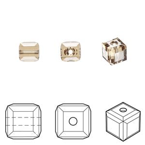 Bead 48pk light Colorado topaz, Crystal Passions&reg; 6mm cube 5601