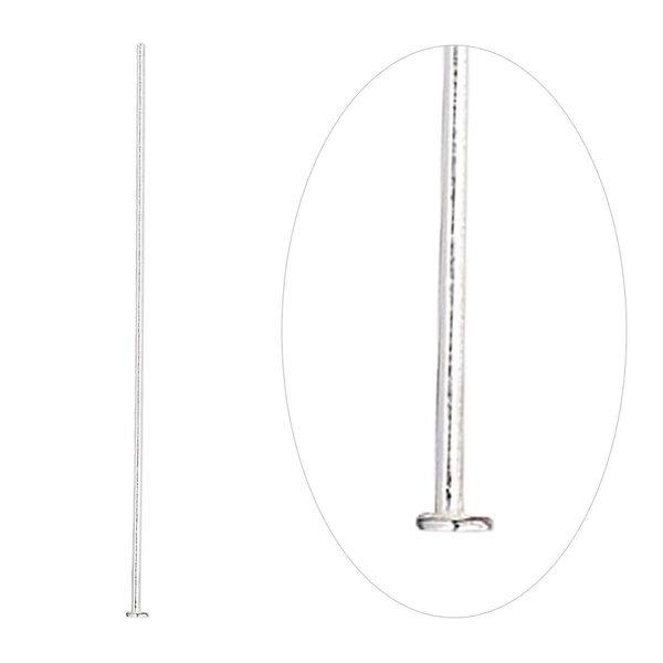 Head pin 1pkg100 sterling silver, 1.5 inch, 24 gauge image number 0