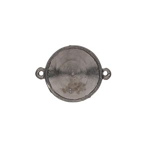 Link, Almost Instant Jewelry&reg;, gunmetal-plated pewter (tin-based alloy), 18mm round with 16mm rivoli setting. Sold individually.
