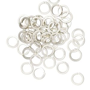 Jump ring 1pkg50 nickel silver, 6mm hand-cut round / square wire, 19 gauge / 4.2mm inside diameter