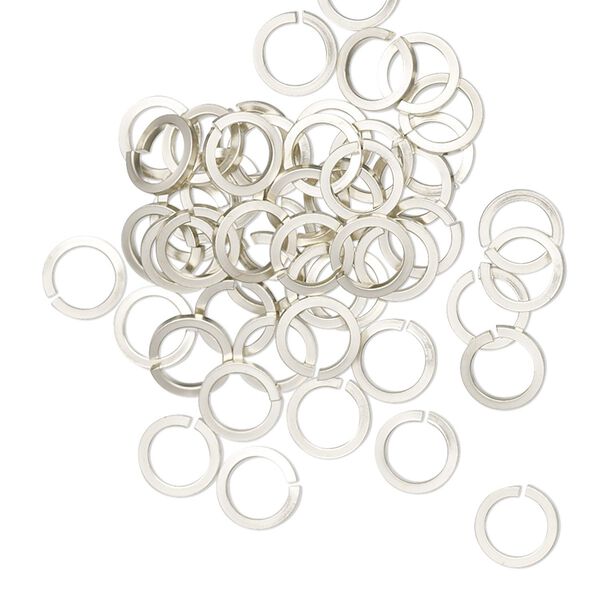 Jump ring 1pkg50 nickel silver, 6mm hand-cut round / square wire, 19 gauge / 4.2mm inside diameter image number 0