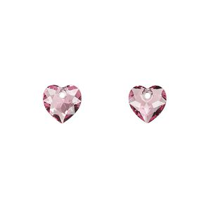 Drop 4pk rose, Crystal Passions&reg; 8mm pendant heart cut 6432