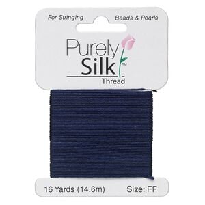 Thread, Purely Silk&trade;, navy blue, size FF. Sold per 16-yard card.