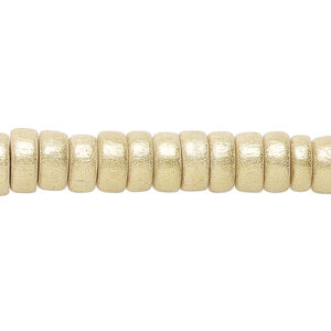 Bead 1pkg1, Taiwanese cheesewood (dyed / waxed), frosted yellow gold, 8x4mm rondelle, 15-1/2 to 16 inches.